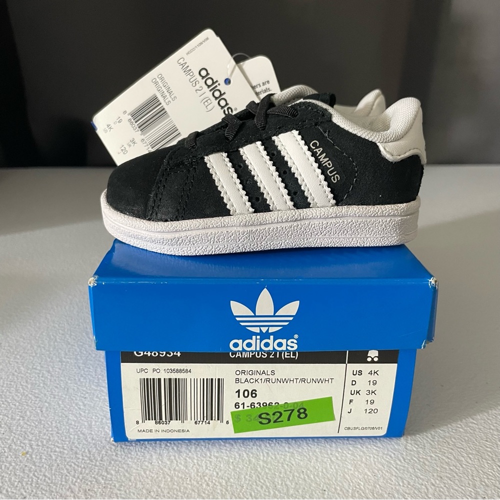 Adidas Kids' Black and White Sneakers Size 4 NWT NIB Offers Welcome